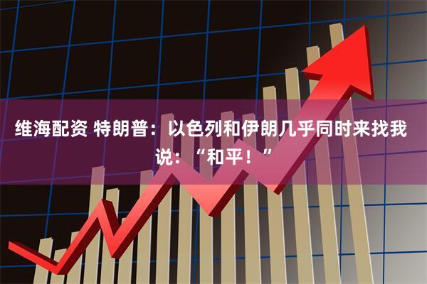 维海配资 特朗普：以色列和伊朗几乎同时来找我 说：“和平！”